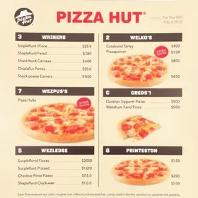 cardápio Pizza Hut 2025