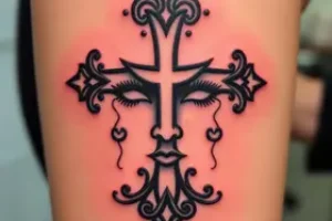 tatuagem de cruz no rosto