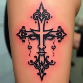 tatuagem de cruz no rosto